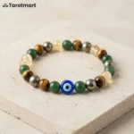 Money Protector Bracelet – Pyrite, Tiger Eye, Citrine, Green Jade & Evil Eye | Attract Wealth & Guard Your Finances