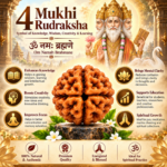 4 Mukhi Rudraksha – Sacred Spiritual Bead for Knowledge, Wisdom & Creativity - Image 3